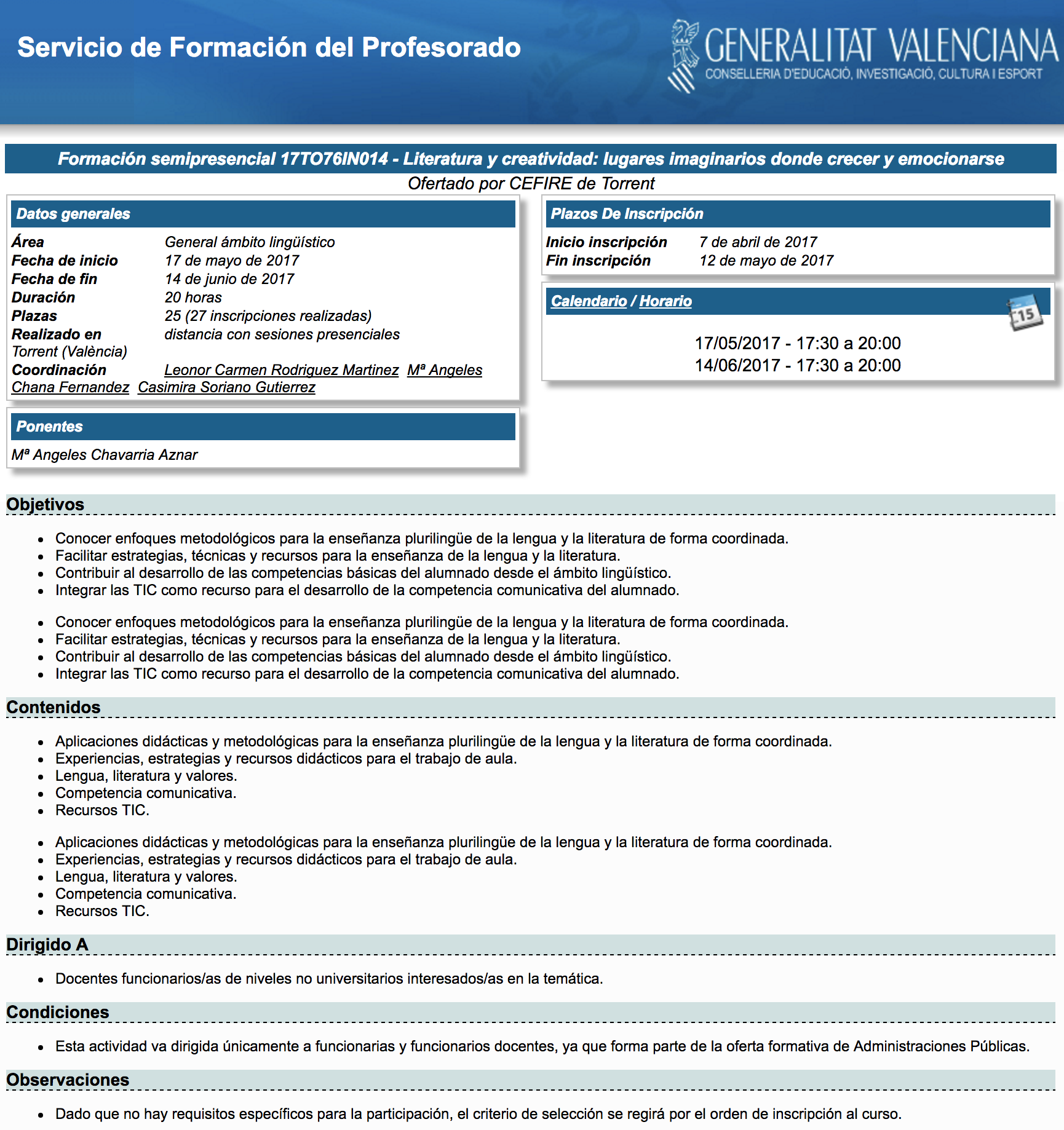 Curso Literatura y Creatividad CEFIRE