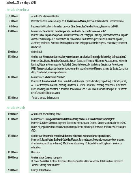 Programa jornada Competencias emocionales