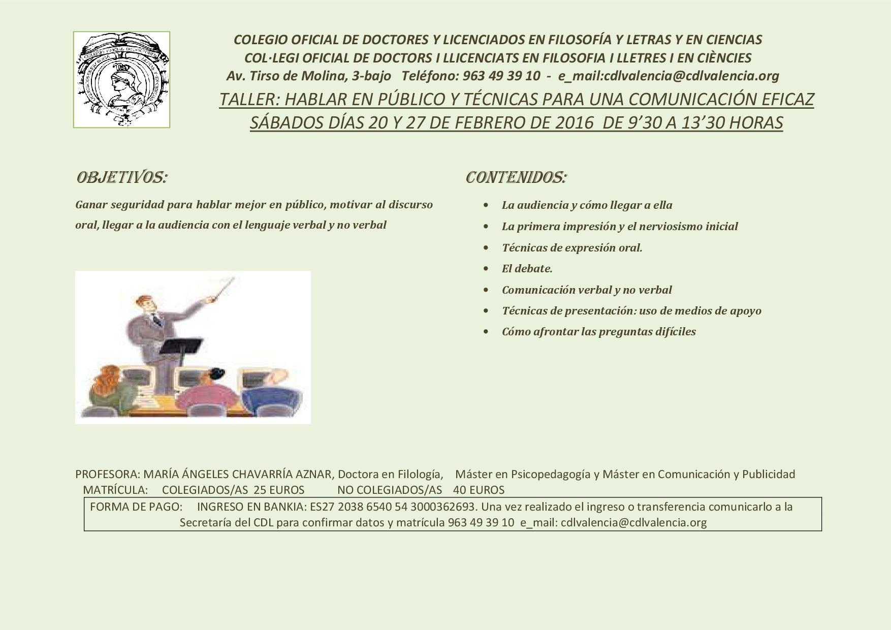 Taller HABLAR EN PÚBLICO