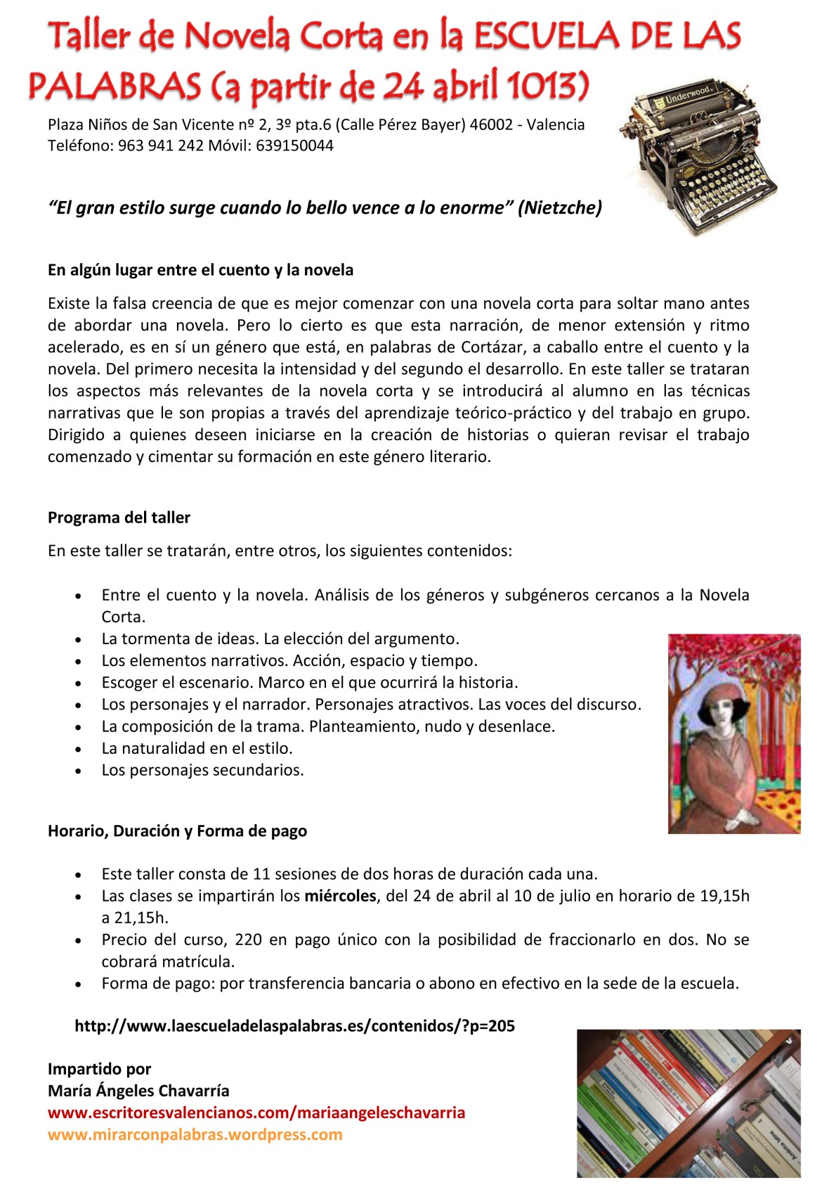 Taller novela corta en la Escuela de las Palabras