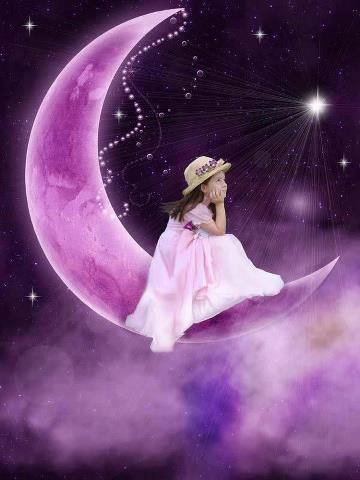 Foto niña en luna