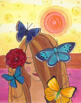 chica con mariposas