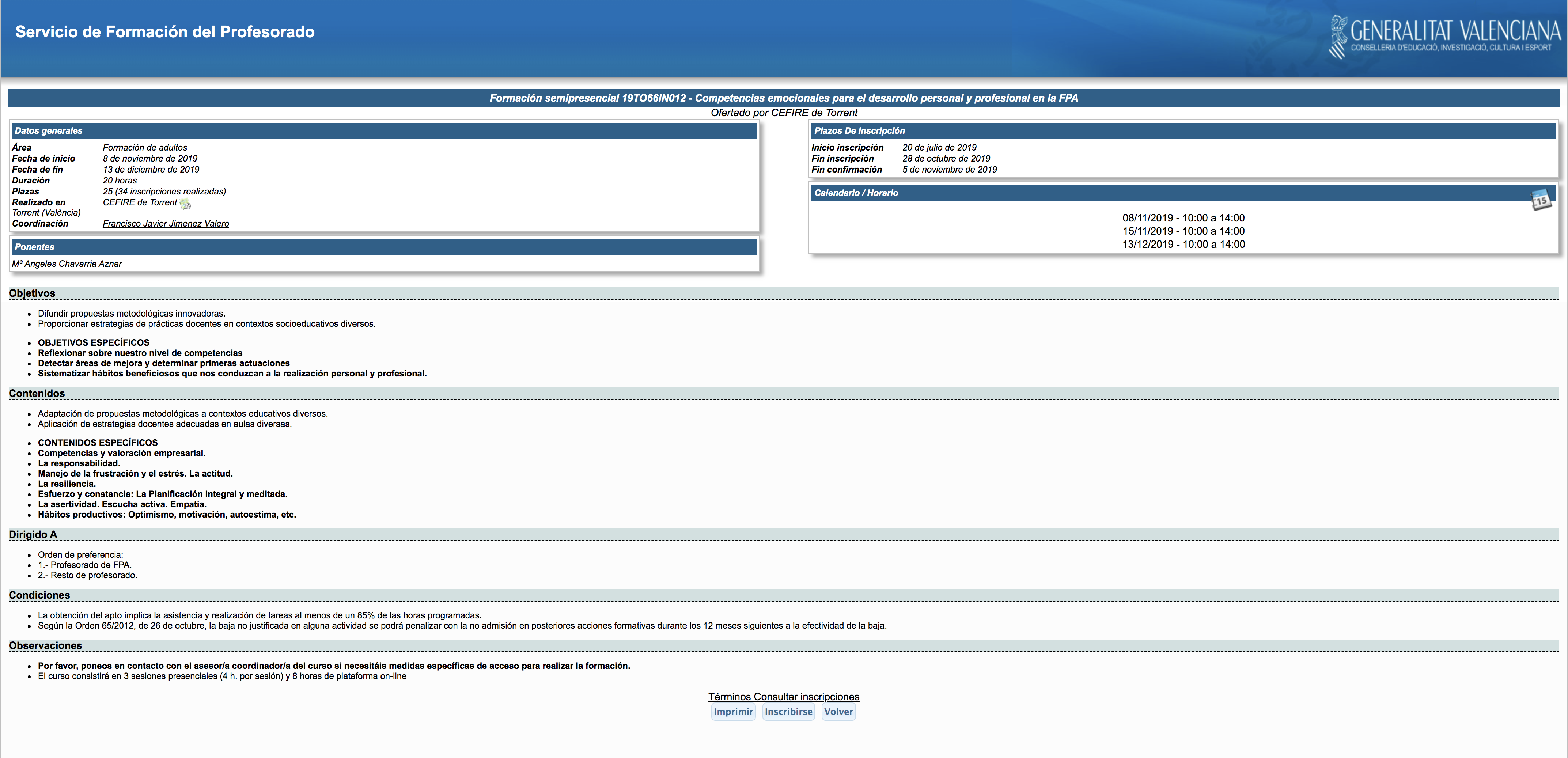 Curso Formación Adultos CEFIRE 2019