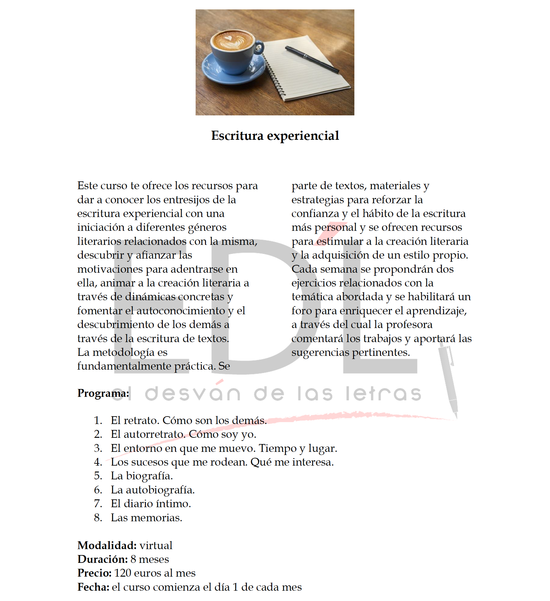 Taller escritura experiencial