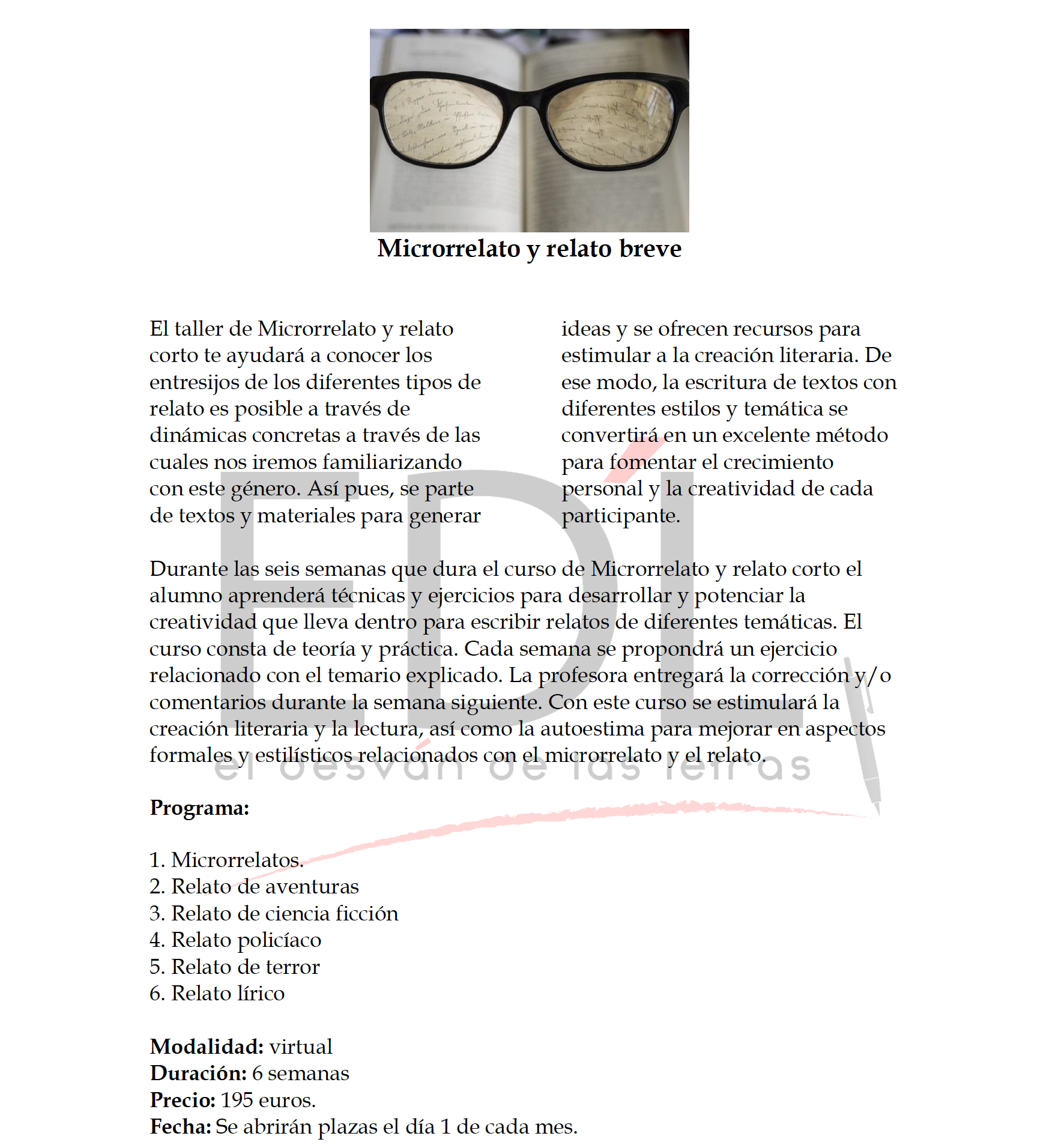 Taller microrrelato y relato breve