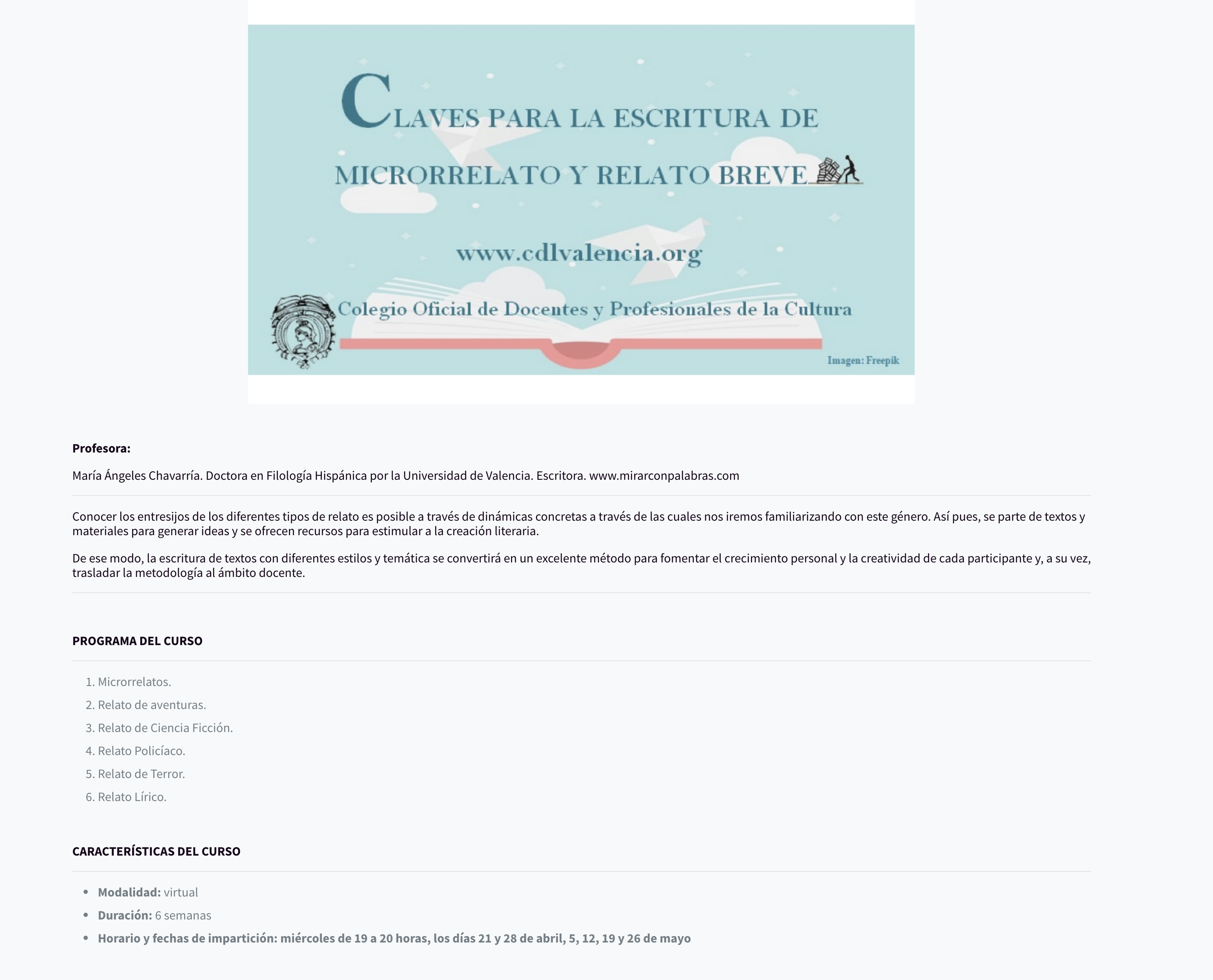 Taller de escritura CdL virtual