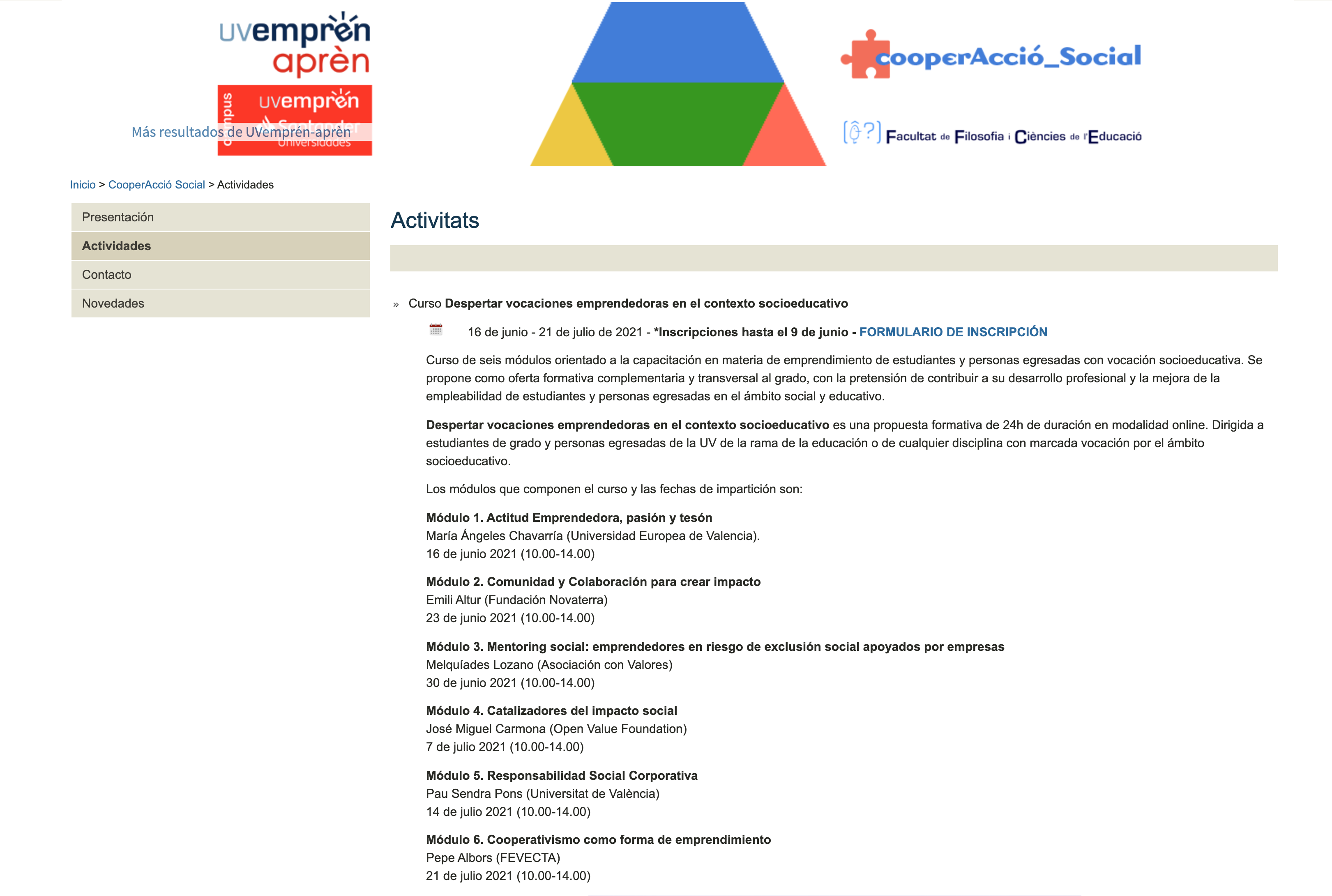 Curso Despertar vocaciones emprendedoras